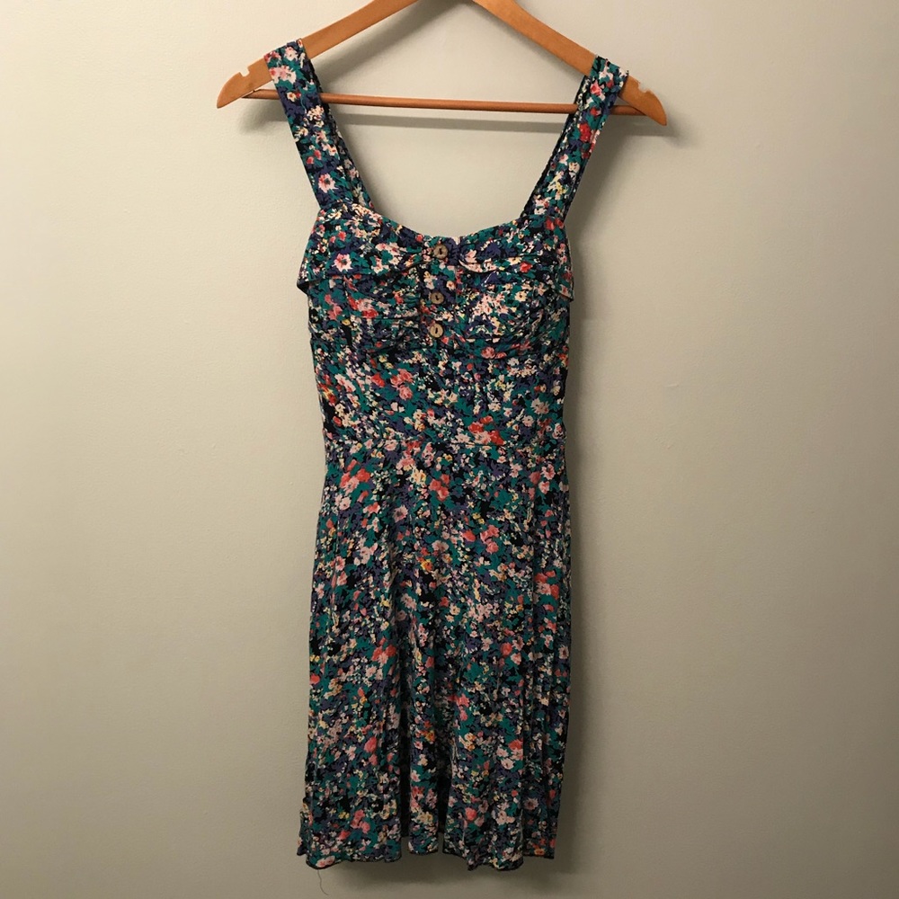 👗 Black Floral Print Dress, Size 7
